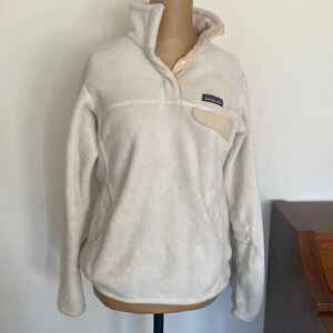 Patagonia Women’s Off White T-Snap Fleece Pullover sz S worn wear good condition